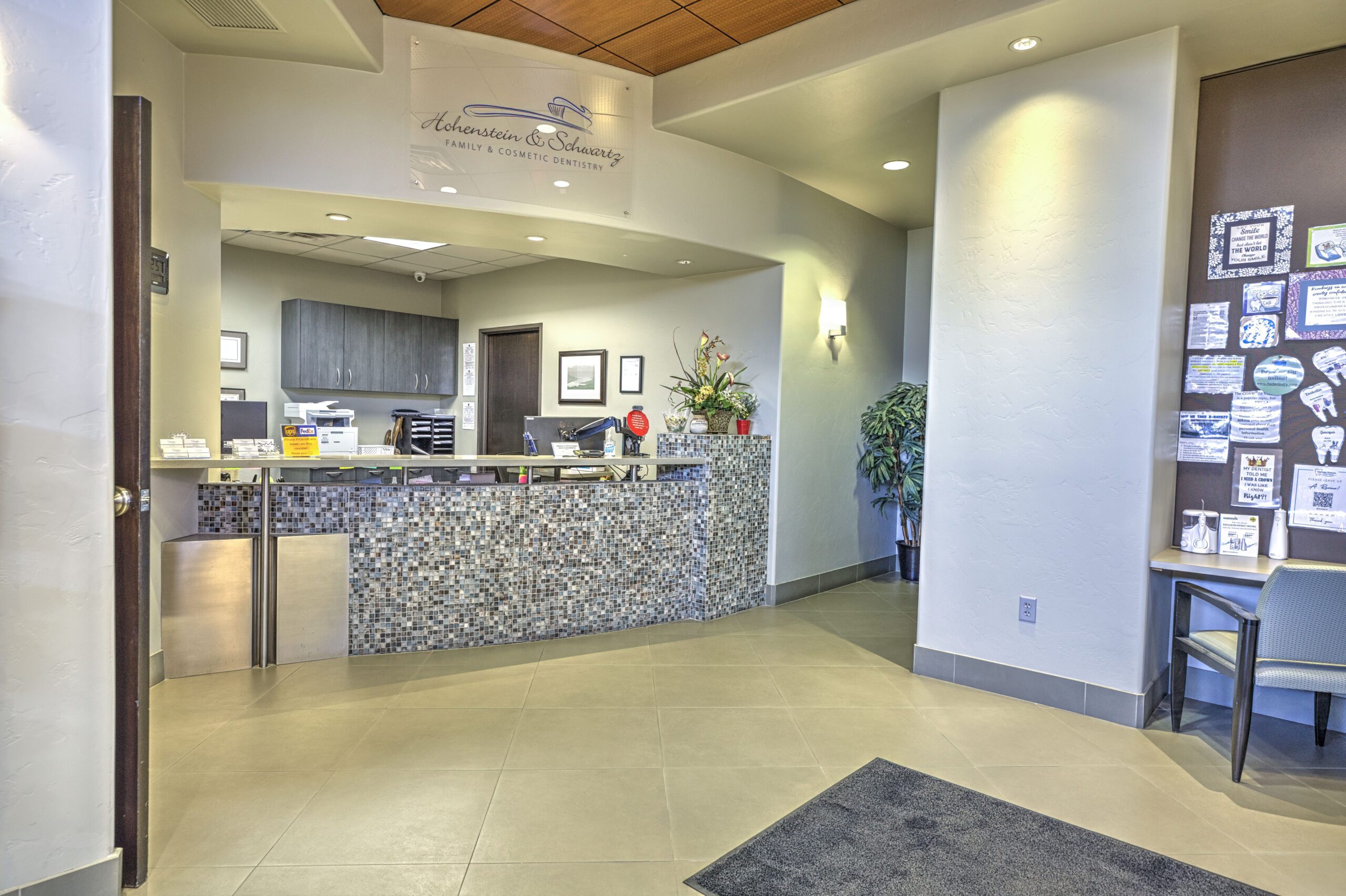 Modern dental reception area