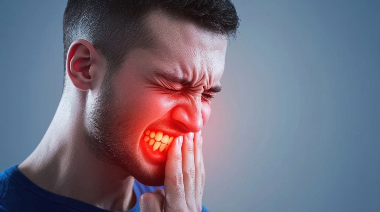Man experiencing severe tooth pain, indicating a dental emergency – Vistoso Dental Partners, Oro Valley, AZ.